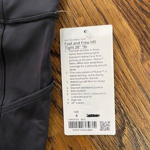 NWT Lululemon fast and free tight 28” - size 4